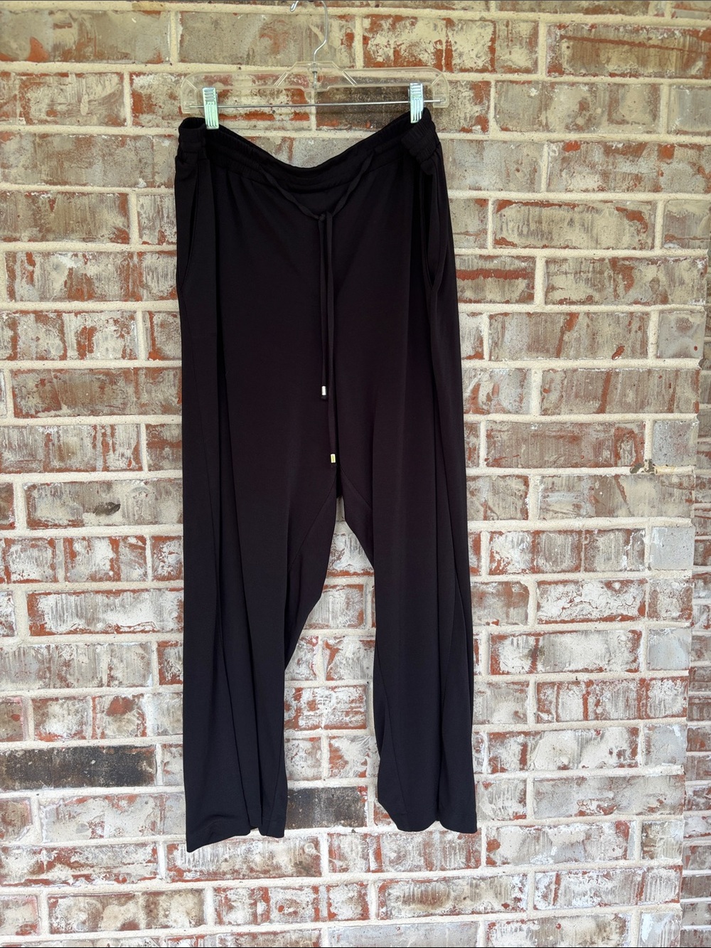 Cato Black Drawstring Wide-Leg Flowy Plus Size Pants